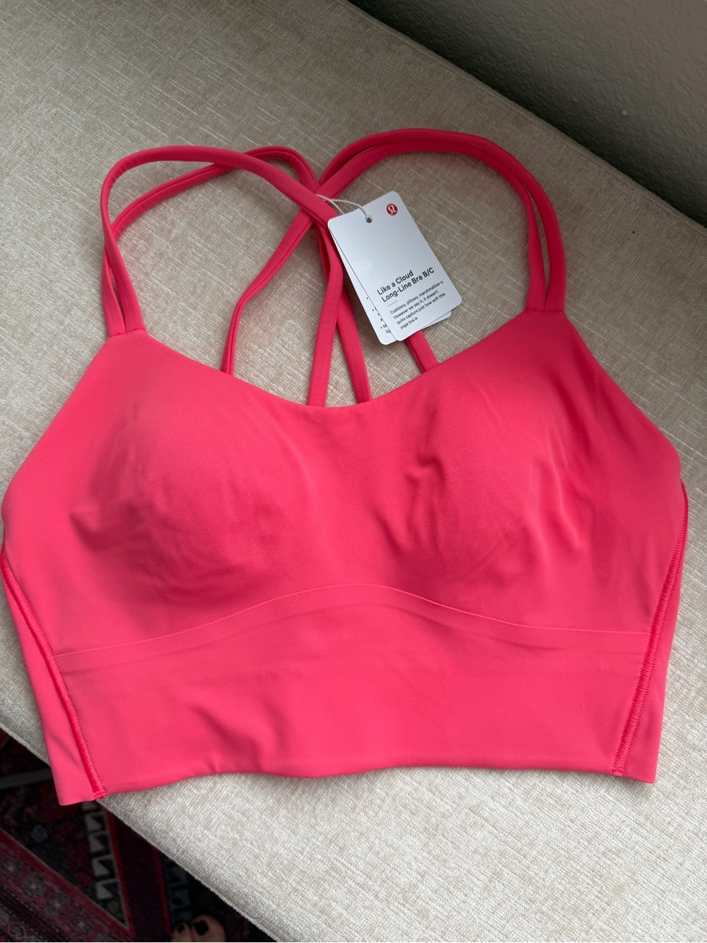 BNWT Like A Cloud Long-Line Bra B/C Hot Pink Size 6